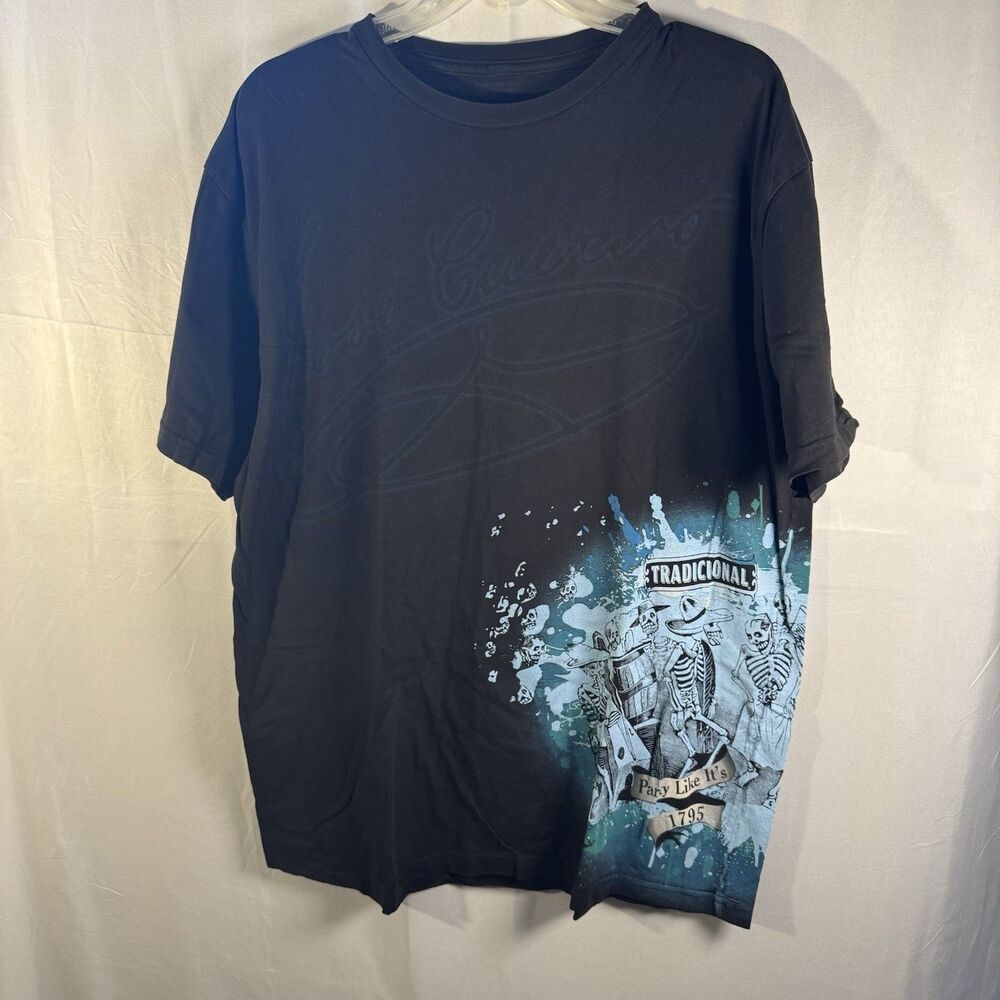 Jose Cuervo Tradicional Tequila T-Shirt Black Blue Skeletons Men’s XL Halloween